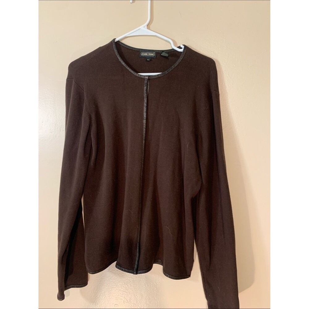 Jeanne Pierre  Dark Brown Crewneck Cardigan XL